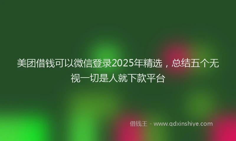 美团借钱可以微信登录2025年精选，总结五个无视一切是人就下款平台