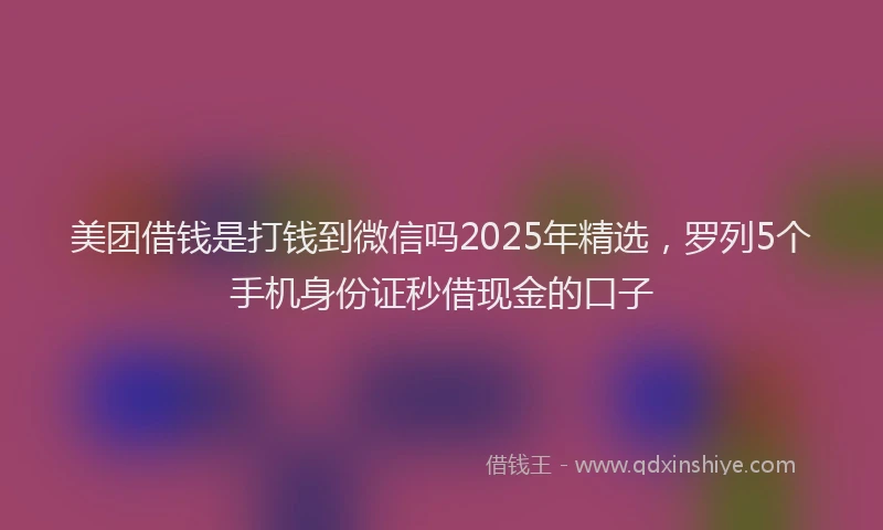 美团借钱是打钱到微信吗2025年精选，罗列5个手机身份证秒借现金的口子
