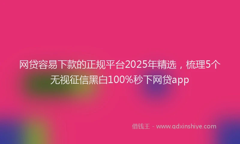网贷容易下款的正规平台2025年精选，梳理5个无视征信黑白100%秒下网贷app
