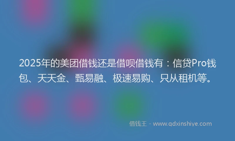 2025年的美团借钱还是借呗借钱有：信贷Pro钱包、天天金、甄易融、极速易购、只从租机等。