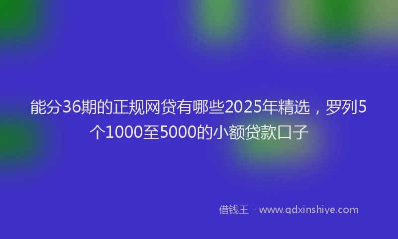 能分36期的正规网贷有哪些2025年精选，罗列5个1000至5000的小额贷款口子