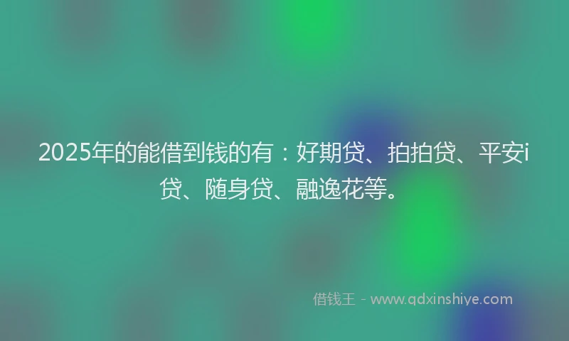 2025年的能借到钱的有：好期贷、拍拍贷、平安i贷、随身贷、融逸花等。