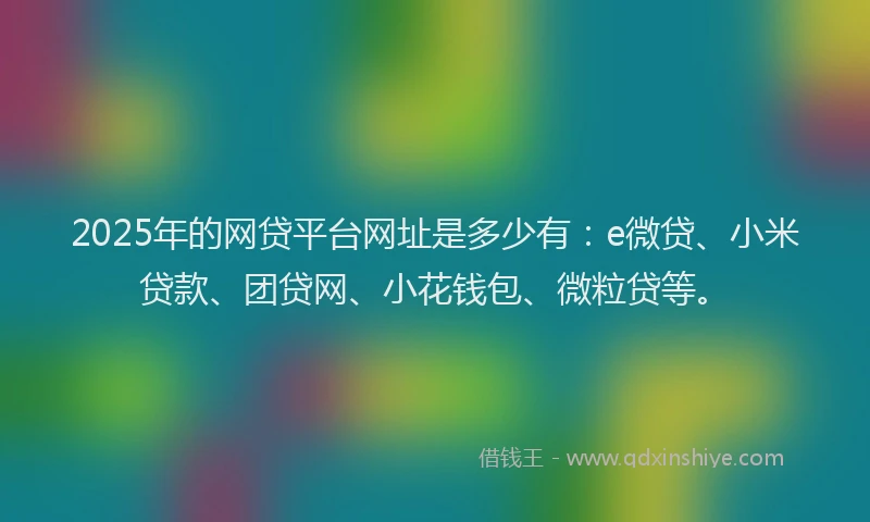 2025年的网贷平台网址是多少有：e微贷、小米贷款、团贷网、小花钱包、微粒贷等。