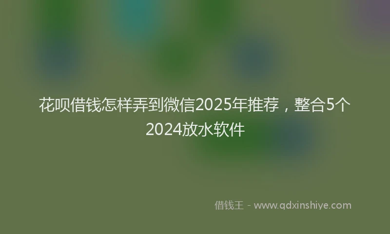 花呗借钱怎样弄到微信2025年推荐，整合5个2024放水软件