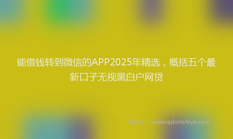 能借钱转到微信的APP2025年精选，概括五个最新口子无视黑白户网贷