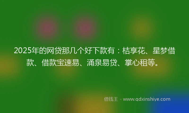 2025年的网贷那几个好下款有：桔享花、星梦借款、借款宝速易、涌泉易贷、掌心租等。