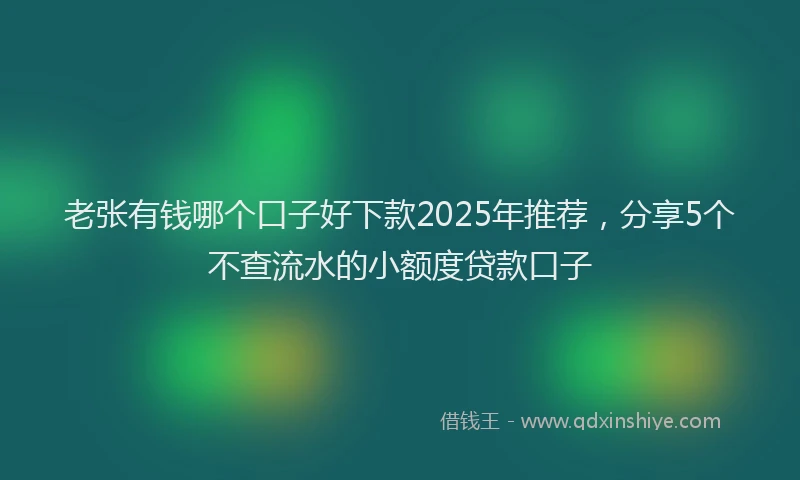 老张有钱哪个口子好下款2025年推荐，分享5个不查流水的小额度贷款口子