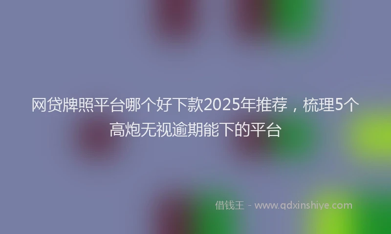 网贷牌照平台哪个好下款2025年推荐，梳理5个高炮无视逾期能下的平台