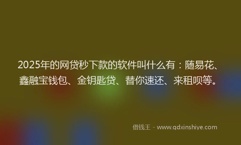 2025年的网贷秒下款的软件叫什么有：随易花、鑫融宝钱包、金钥匙贷、替你速还、来租呗等。