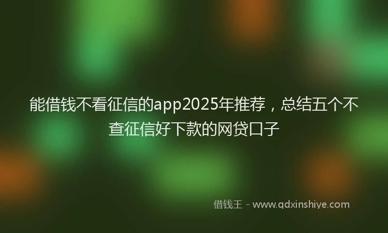 能借钱不看征信的app2025年推荐，总结五个不查征信好下款的网贷口子