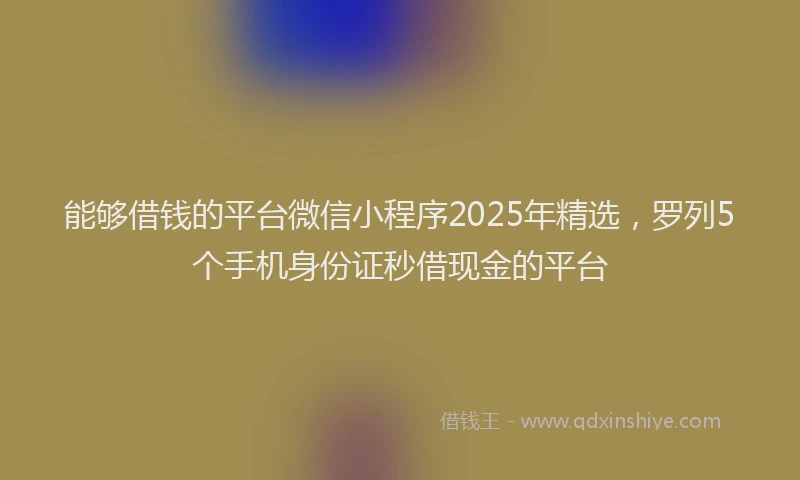能够借钱的平台微信小程序2025年精选，罗列5个手机身份证秒借现金的平台