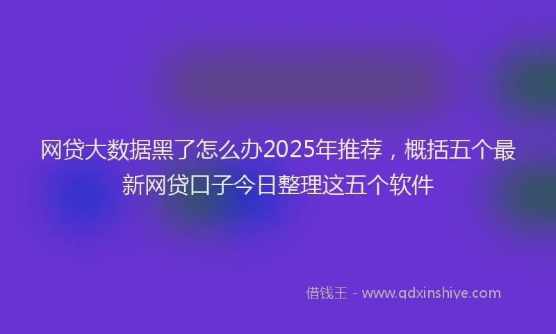 网贷大数据黑了怎么办2025年推荐，概括五个最新网贷口子今日整理这五个软件