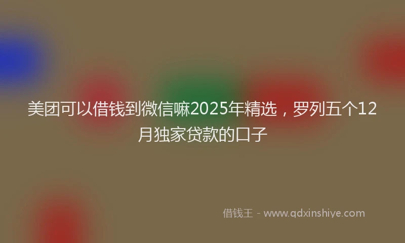 美团可以借钱到微信嘛2025年精选，罗列五个12月独家贷款的口子
