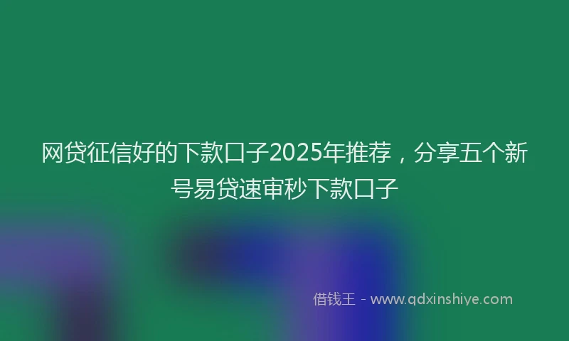 网贷征信好的下款口子2025年推荐，分享五个新号易贷速审秒下款口子