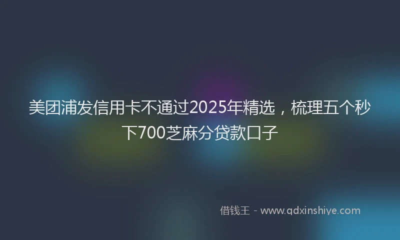 美团浦发信用卡不通过2025年精选，梳理五个秒下700芝麻分贷款口子