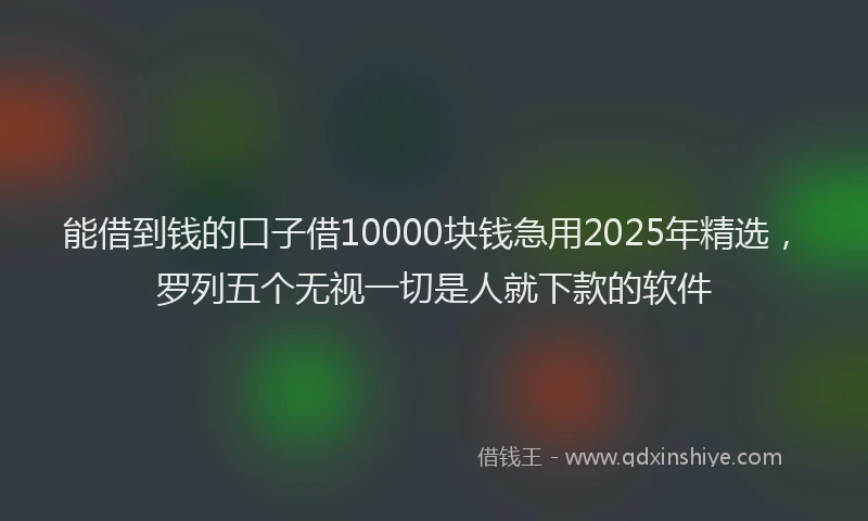 能借到钱的口子借10000块钱急用2025年精选，罗列五个无视一切是人就下款的软件