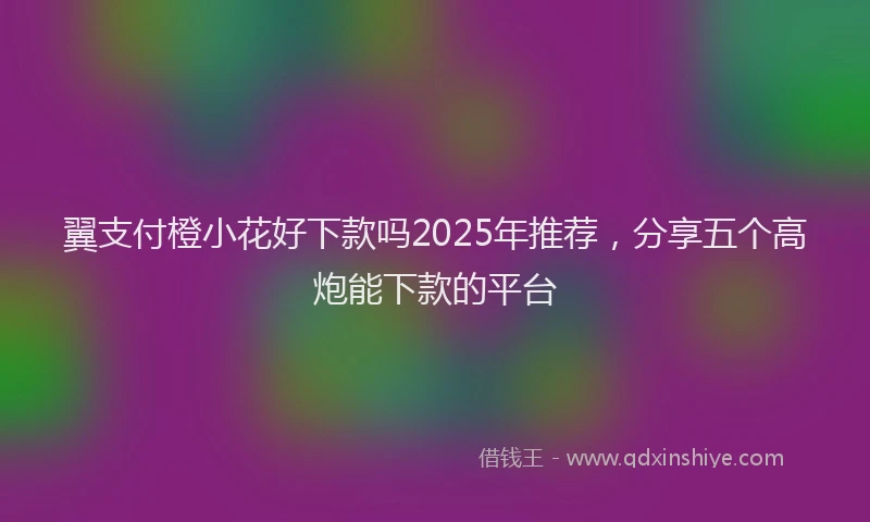 翼支付橙小花好下款吗2025年推荐，分享五个高炮能下款的平台