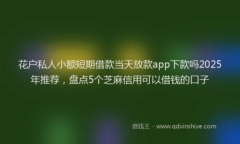 花户私人小额短期借款当天放款app下款吗2025年推荐，盘点5个芝麻信用可以借钱的口子