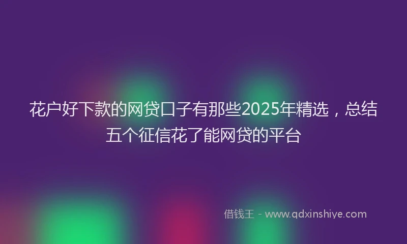 花户好下款的网贷口子有那些2025年精选，总结五个征信花了能网贷的平台
