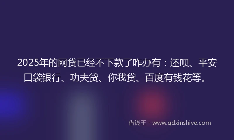 2025年的网贷已经不下款了咋办有：还呗、平安口袋银行、功夫贷、你我贷、百度有钱花等。