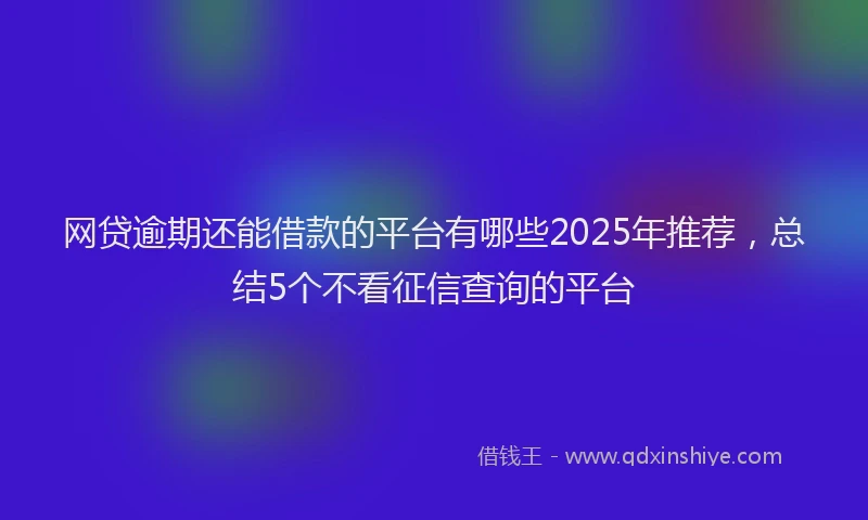 网贷逾期还能借款的平台有哪些2025年推荐，总结5个不看征信查询的平台