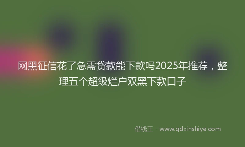 网黑征信花了急需贷款能下款吗2025年推荐，整理五个超级烂户双黑下款口子