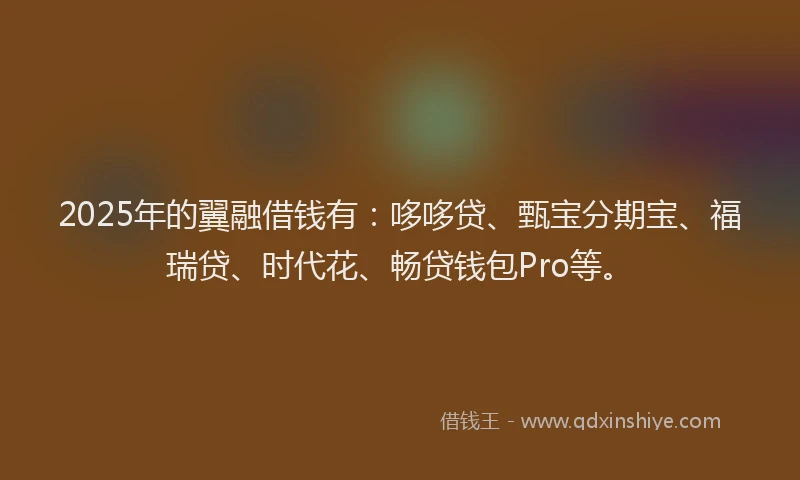 2025年的翼融借钱有：哆哆贷、甄宝分期宝、福瑞贷、时代花、畅贷钱包Pro等。