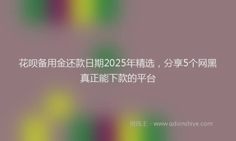 花呗备用金还款日期2025年精选，分享5个网黑真正能下款的平台