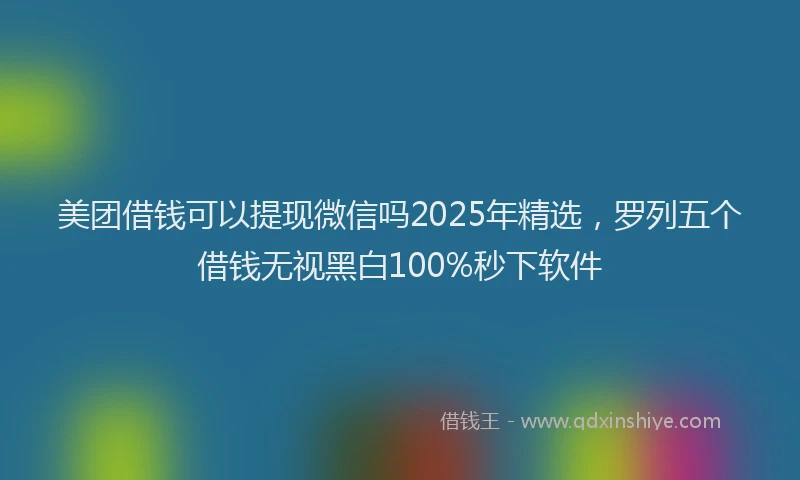 美团借钱可以提现微信吗2025年精选，罗列五个借钱无视黑白100%秒下软件
