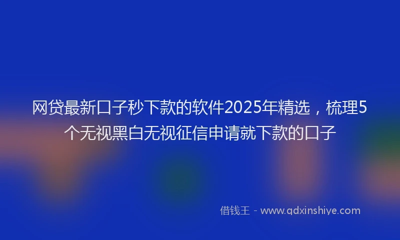 网贷最新口子秒下款的软件2025年精选，梳理5个无视黑白无视征信申请就下款的口子