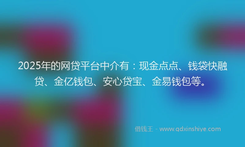 2025年的网贷平台中介有：现金点点、钱袋快融贷、金亿钱包、安心贷宝、金易钱包等。