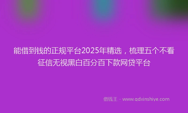 能借到钱的正规平台2025年精选，梳理五个不看征信无视黑白百分百下款网贷平台