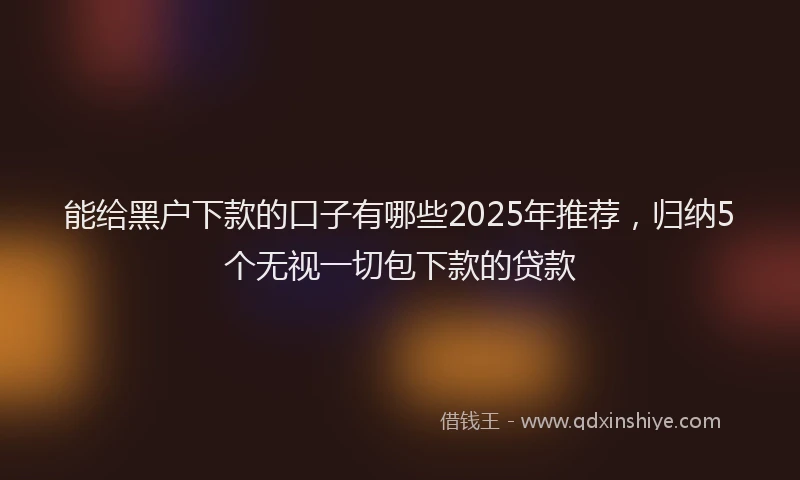 能给黑户下款的口子有哪些2025年推荐，归纳5个无视一切包下款的贷款