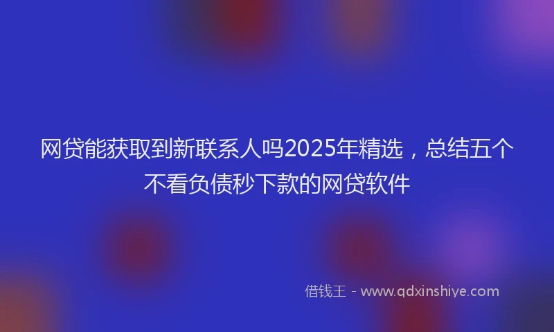 网贷能获取到新联系人吗2025年精选，总结五个不看负债秒下款的网贷软件