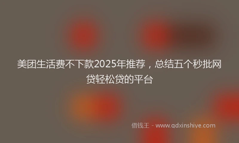 美团生活费不下款2025年推荐，总结五个秒批网贷轻松贷的平台