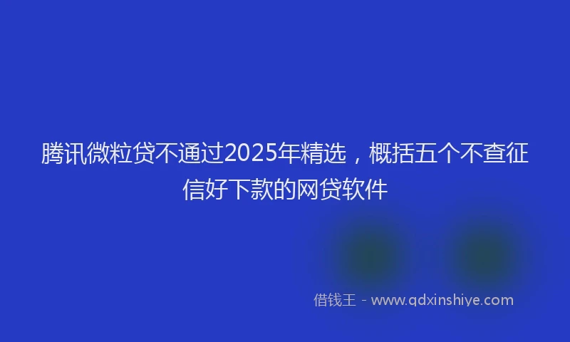 腾讯微粒贷不通过2025年精选，概括五个不查征信好下款的网贷软件