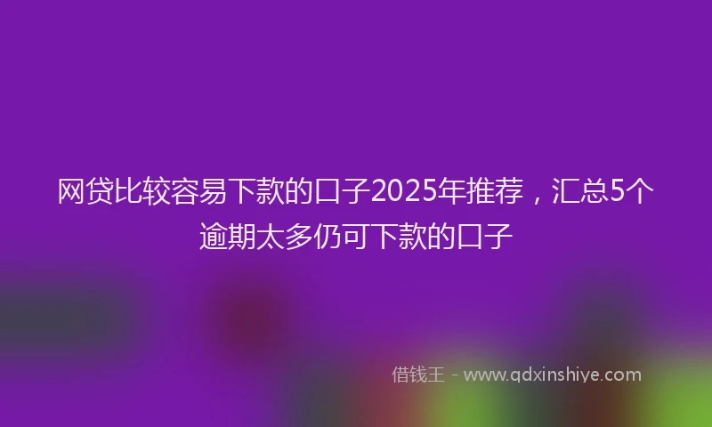 网贷比较容易下款的口子2025年推荐，汇总5个逾期太多仍可下款的口子