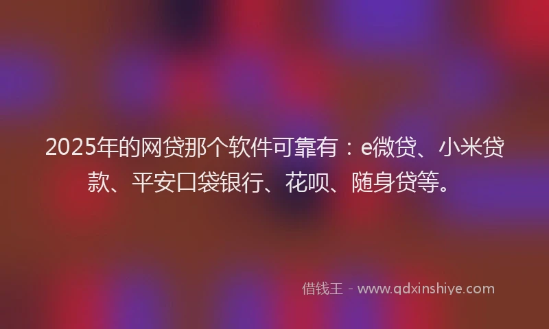 2025年的网贷那个软件可靠有：e微贷、小米贷款、平安口袋银行、花呗、随身贷等。