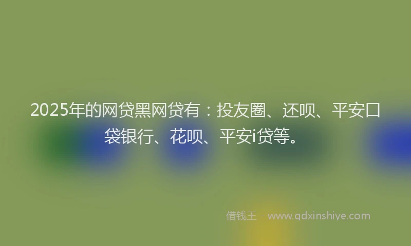 2025年的网贷黑网贷有：投友圈、还呗、平安口袋银行、花呗、平安i贷等。