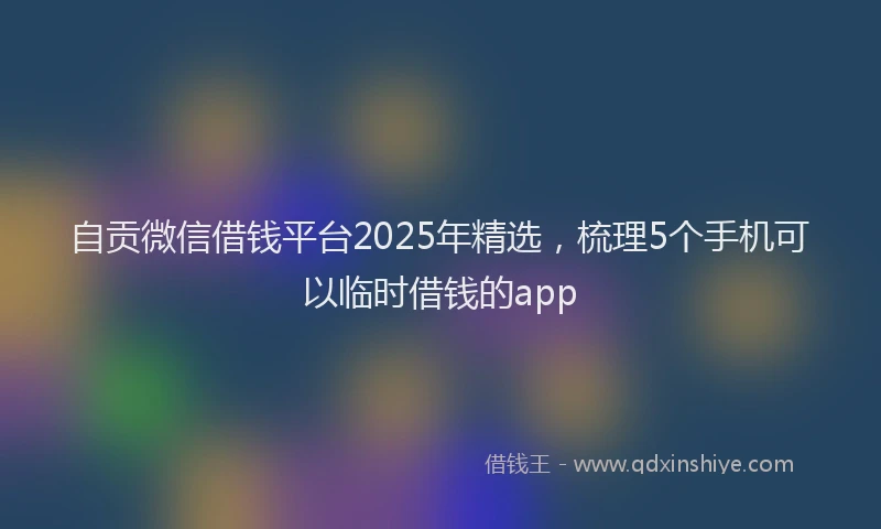 自贡微信借钱平台2025年精选，梳理5个手机可以临时借钱的app