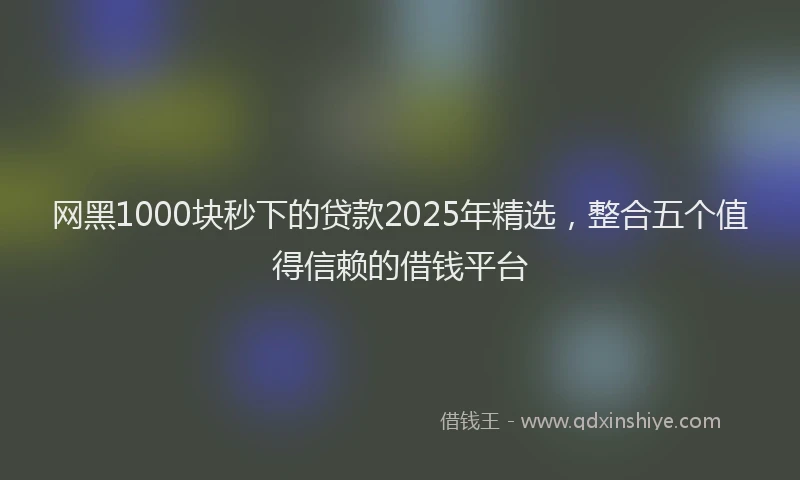 网黑1000块秒下的贷款2025年精选，整合五个值得信赖的借钱平台