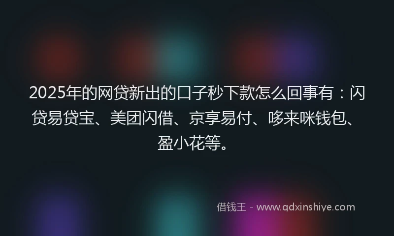 2025年的网贷新出的口子秒下款怎么回事有：闪贷易贷宝、美团闪借、京享易付、哆来咪钱包、盈小花等。