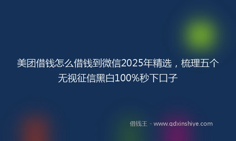 美团借钱怎么借钱到微信2025年精选，梳理五个无视征信黑白100%秒下口子