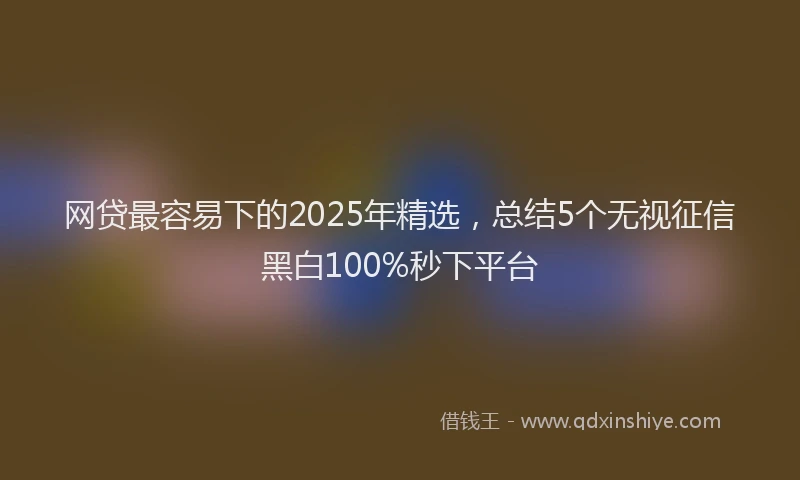 网贷最容易下的2025年精选，总结5个无视征信黑白100%秒下平台