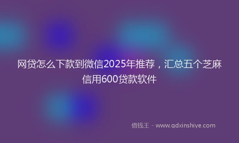 网贷怎么下款到微信2025年推荐，汇总五个芝麻信用600贷款软件