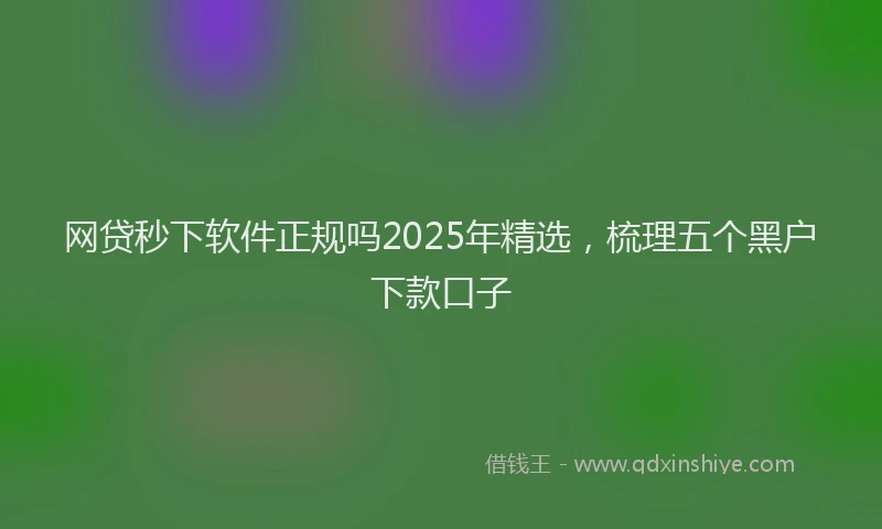 网贷秒下软件正规吗2025年精选，梳理五个黑户下款口子
