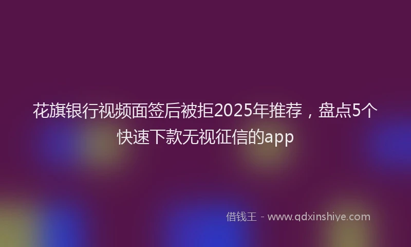 花旗银行视频面签后被拒2025年推荐，盘点5个快速下款无视征信的app
