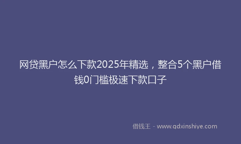 网贷黑户怎么下款2025年精选，整合5个黑户借钱0门槛极速下款口子