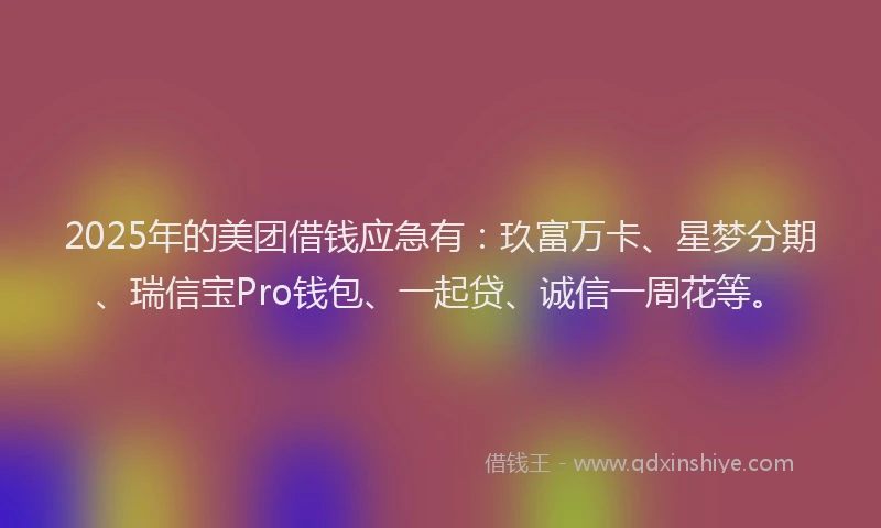 2025年的美团借钱应急有：玖富万卡、星梦分期、瑞信宝Pro钱包、一起贷、诚信一周花等。