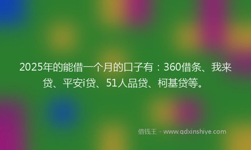 2025年的能借一个月的口子有：360借条、我来贷、平安i贷、51人品贷、柯基贷等。